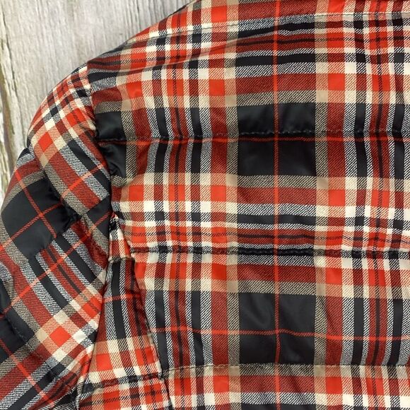 Eddie Bauer Cirruslite Down Jacket Red & Orange Plaid Lightweight Medium - Picture 8 of 8
